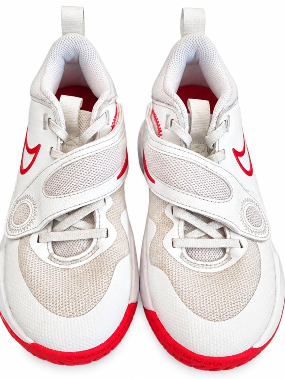 Nike Team Hustle D 11 Big Kids 3.5Y White Track Red Basketball Shoes